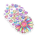 (2 Pack) Love You Stickers - Heart Shape - Cute Messages - 5" On Longest Side - Sticks to Smooth Flat Surfaces - Made in USA - BMCS6205