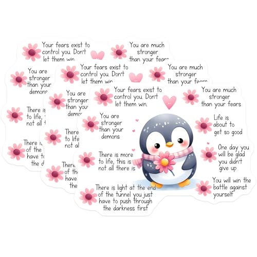 (3 Pack) Inspirational Penguin Decals - Positive Affirmations - Motivational Stickers - 3 Inches On Longest Side - Easy Peel & Apply - Made in USA - 3MCS7095