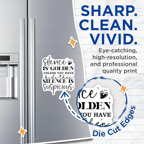 (2 Pack) Silence is Golden Unless You Have Kids Magnets Magnets - Funny Family Quote - 5" On Longest Side - Made in USA - Sticks to Refrigerators & Metal Surfaces - MAG9007