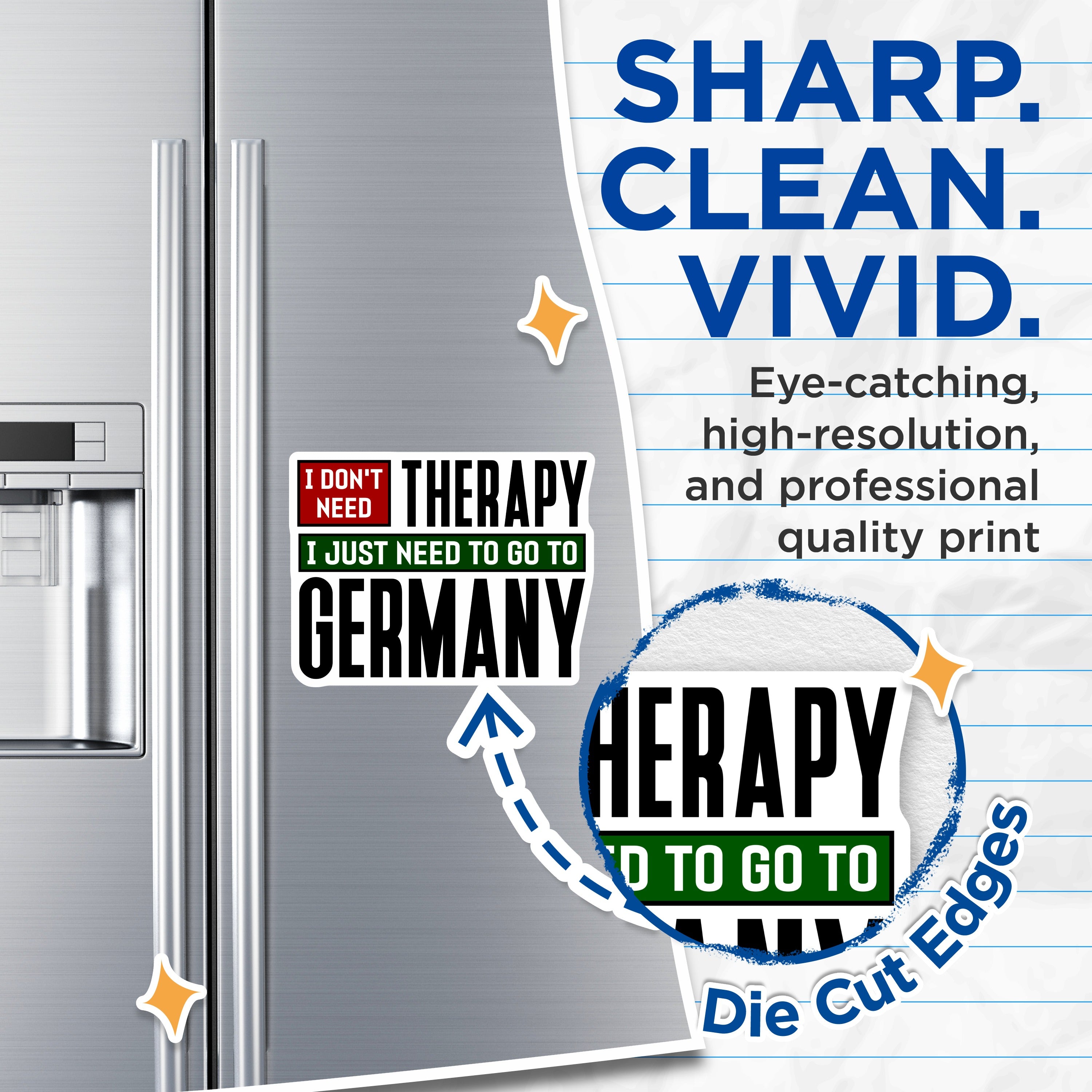 (2 Pack) Germany Travel Magnets - Dont Need Therapy Quote - German Lover Refrigerator Decor - Europe Trip Souvenir - 5 Inches On Longest Side - Thick Durable Magnet - Made in USA - MAG36257