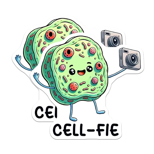 (2 Pack) Cell-fie Stickers - Funny Science - Cute Camera - 5" On Longest Side - Sticks to Smooth Flat Surfaces - Made in USA - BMCS8030