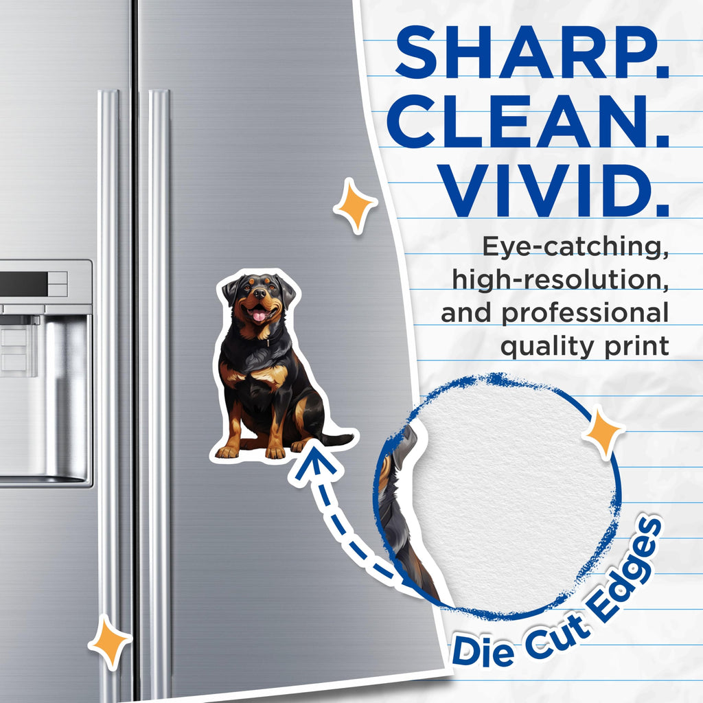 (2 Pack) Rottweiler Dog Magnets - Happy Pet Owner Accessory - Canine Breed Enthusiast Decor - 5 Inches On Longest Side - Thick Durable Magnet - Made in USA - MAG30917