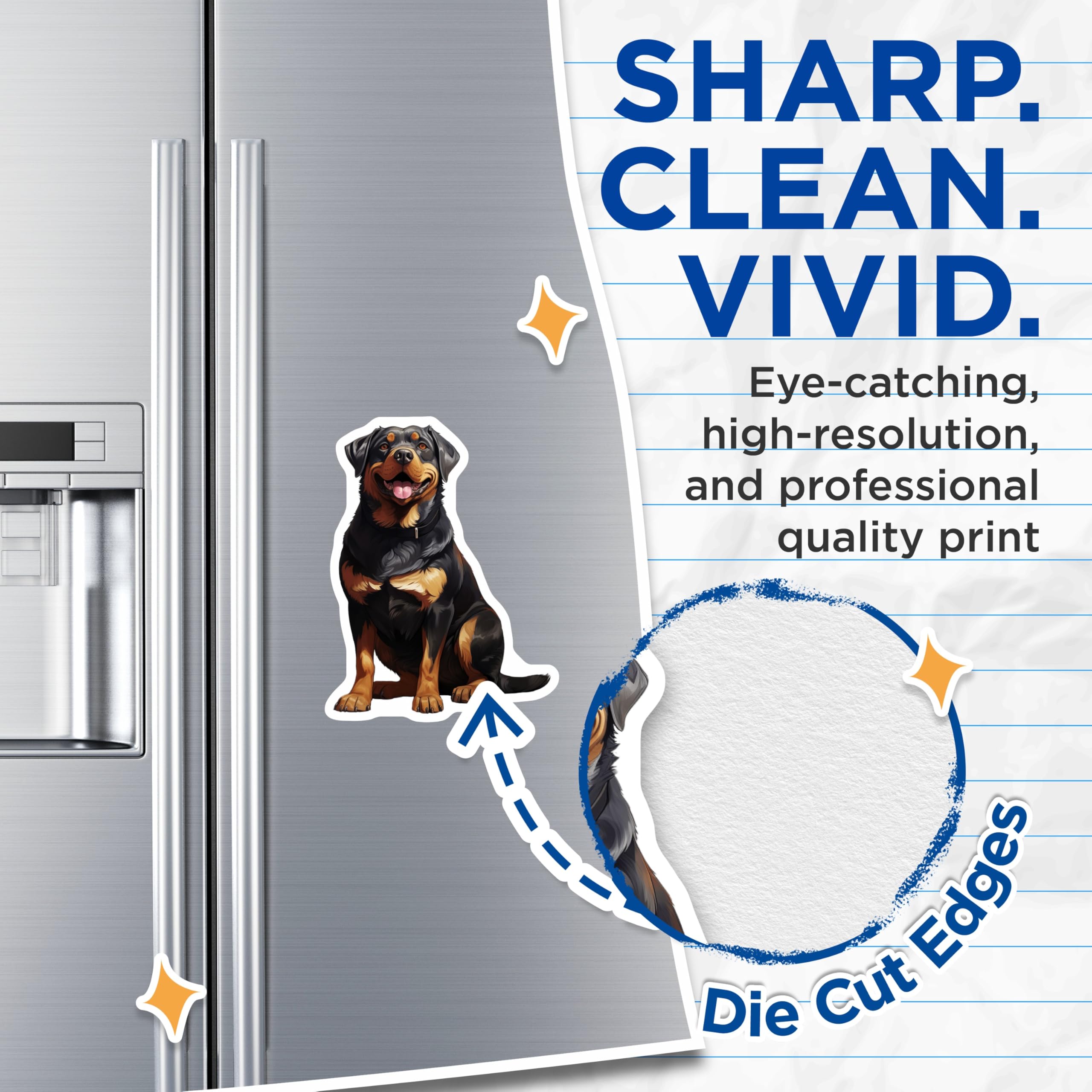 (2 Pack) Rottweiler Dog Magnets - Happy Pet Owner Accessory - Canine Breed Enthusiast Decor - 5 Inches On Longest Side - Thick Durable Magnet - Made in USA - MAG30917