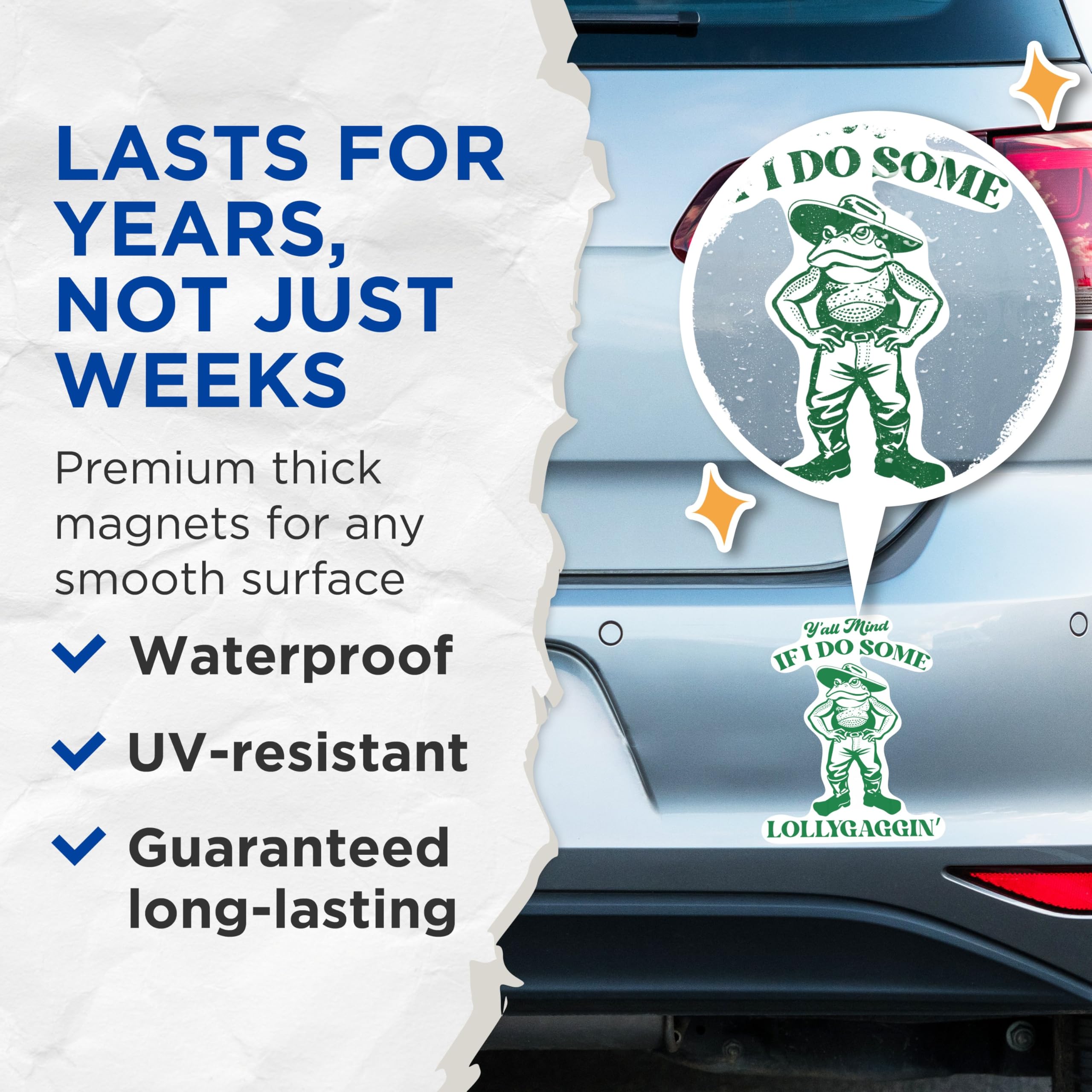 (2 Packs) Ya'll Mind If I Do Some Lollygaggin Magnets - Funny Frog Sarcastic Magnets - 5 Inches On Longest Side - Premium Magnet - for Fridges, Toolboxes, Cars - Made in USA - MAG2331