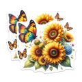 (2 Pack) Sunflower Butterfly Magnets - Vibrant Floral Garden Decor - Aesthetic Refrigerator Art - 5 Inches On Longest Side - Thick Durable Magnet - Made in USA - MAG36264