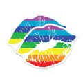(2 Pack) Rainbow Pride Lipstick Kiss Stickers - LGBTQ Pride Stickers - Colorful Lipstick Kiss Decal - 5" On Longest Side - Sticks to Smooth Flat Surfaces - Made in USA - BMCS5147