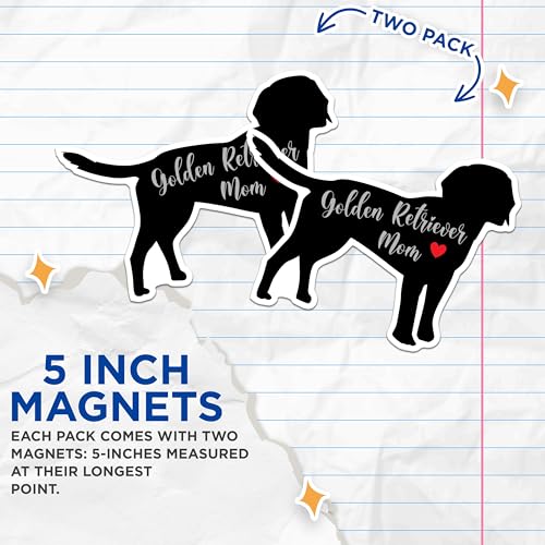 (2 Packs) Golden Retriever Mom Magnets - Golden Retriever Dog Magnets - 5 Inches On Longest Side - Premium Magnet - for Fridges, Toolboxes, Cars - Made in USA - MAG2475