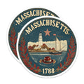 (2 Pack) Massachusetts State Seal Magnets - Lighthouse Sailboat - Bay State Decorative Art - 5" On Longest Side - Premium Magnet - for Cars, Refrigerators, Toolboxes, Lockers - Made in USA - MAG15261