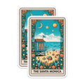 (2 Pack) Santa Monica Decor Magnet - Coastal Art - Ocean View - Surf Shack - 5" On Longest Side - Sticks to Smooth Flat Surfaces - Made in USA - MAG10320
