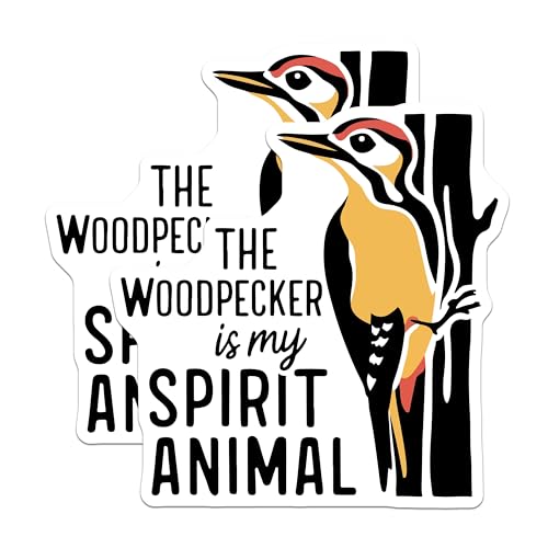 (2 Pack) Woodpecker Spirit Animal Stickers - Nature Lover - Bird Enthusiast - 5" On Longest Side - Sticks to Smooth Flat Surfaces - Made in USA - BMCS6326