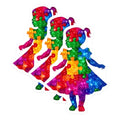 (3 Pack) Girl Autism Puzzle Decals - Awareness Support - Advocate Decal - 3 Inches On Longest Side - Easy Peel & Apply - Made in USA - 3MCS6667