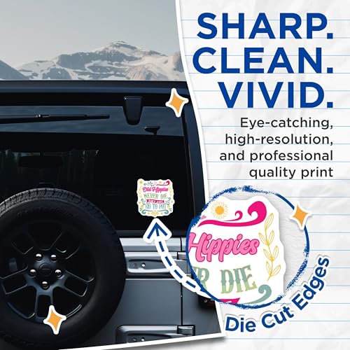 (2 Pack) Old Hippies Stickers - Fun Quote Stickers - Retro Humor Stickers for Laptops, Water Bottles, and Notebooks - 5" On Longest Side - Sticks to Smooth Flat Surfaces - Made in USA - BMCS4704