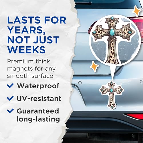 (2 Pack) Cross Shaped Magnets Magnets - Religious Magnet Decor - Inspirational Home Decoration - 5" On Longest Side - Made in USA - Sticks to Refrigerators & Metal Surfaces - MAG8733