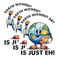 (3 Pack) Earth Without Art Decals - Funny Planet Artwork Stickers - Artistic Earth Cartoon - 3 Inches On Longest Side - Easy Peel & Apply - Made in USA - 3MCS6462