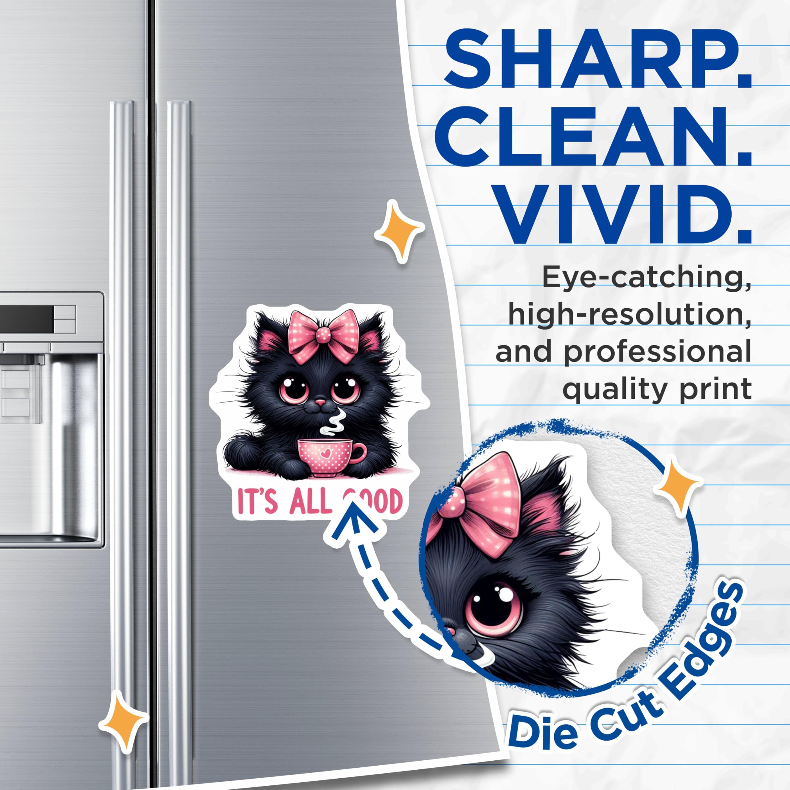 (2 Pack) Cute Cat Quote Magnets - Adorable Cat Magnets - Kitchen Magnets - 5" On Longest Side - for Cars, Fridges, Toolboxes - Made in USA - MAG4598