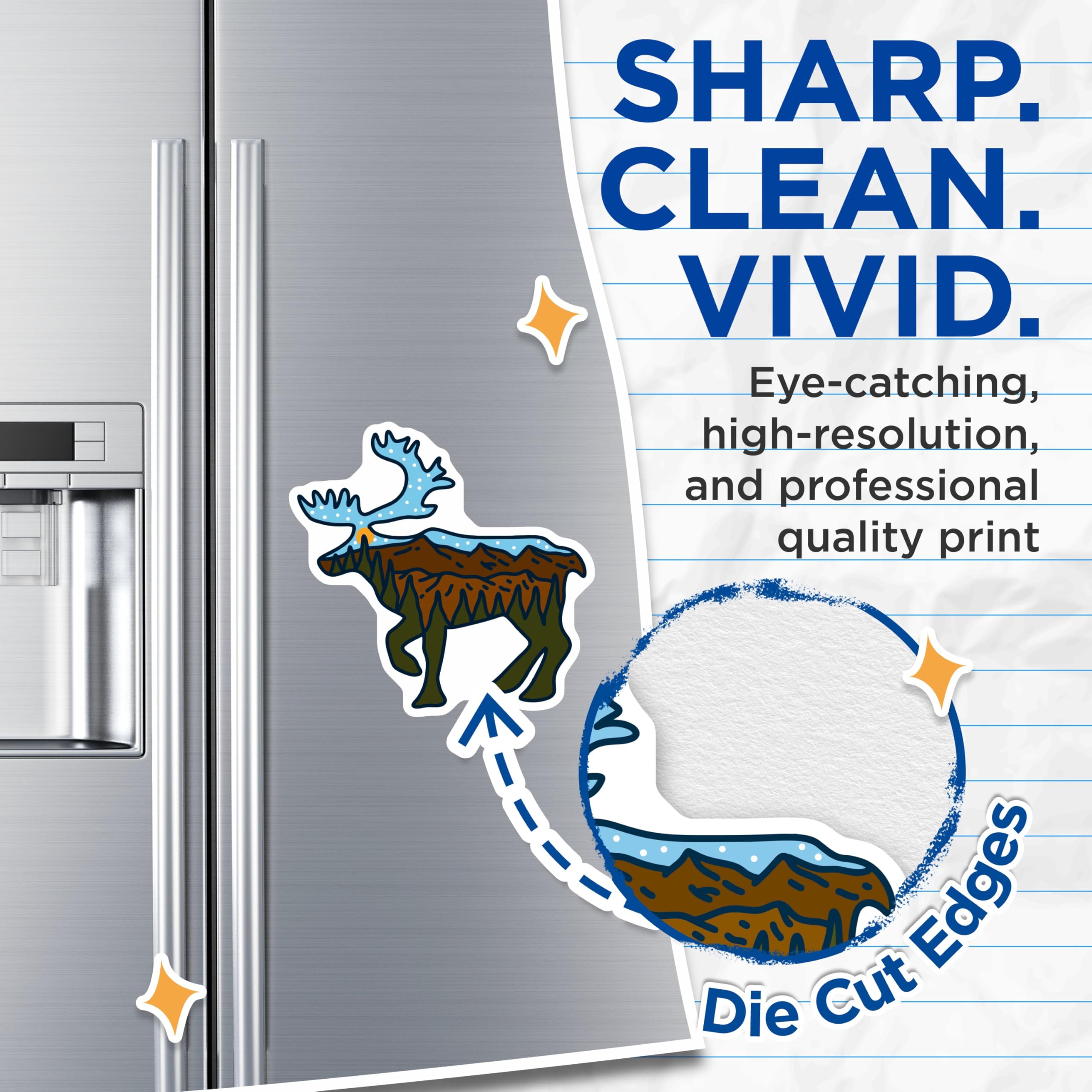 (2 Pack) Moose Magnets - Mountain Landscape - Refrigerator Decor - 5" On Longest Side - Premium Magnet - for Cars, Refrigerators, Toolboxes, Lockers - Made in USA - MAG17692