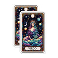 (2 Pack) Horoscope Stickers - Virgo Zodiac Stickers - Astrology Art Stickers - Star Sign Stickers - Celestial Stickers - 5" On Longest Side - Sticks to Smooth Flat Surfaces - Made in USA - BMCS5553