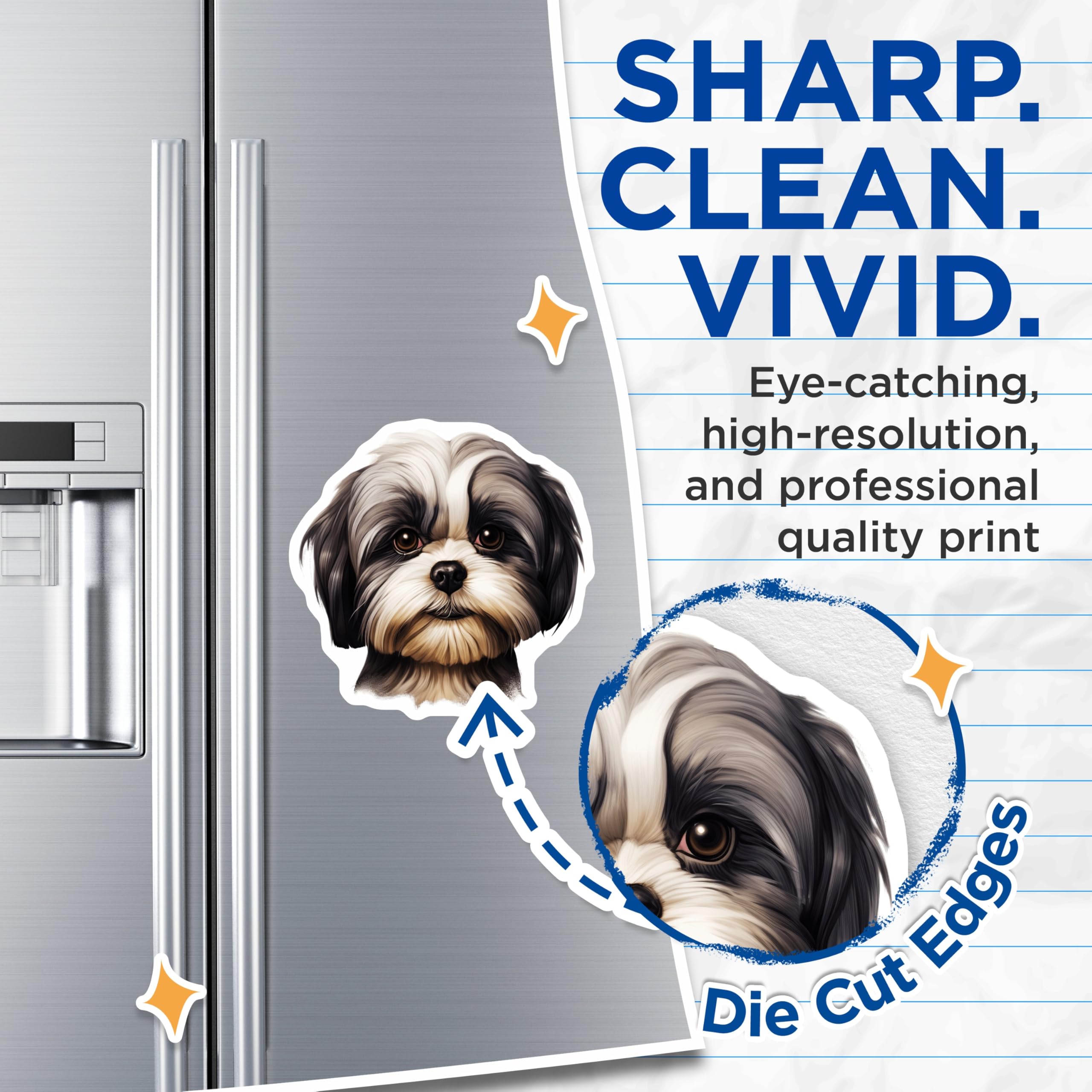 (2 Pack) Shih Tzu Magnets - Cute Pet Dog Lover - Refrigerator Accessories for Dog Mom Dad Owner - Animal Art - 5 Inches On Longest Side - Thick Durable Magnet - Made in USA - MAG30471