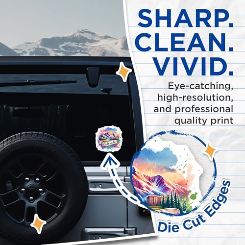 (2 Pack) Colorado Mountain Stickers - Travel Souvenir - Nature Landscape - 5" On Longest Side - Sticks to Smooth Flat Surfaces - Made in USA - BMCS7031