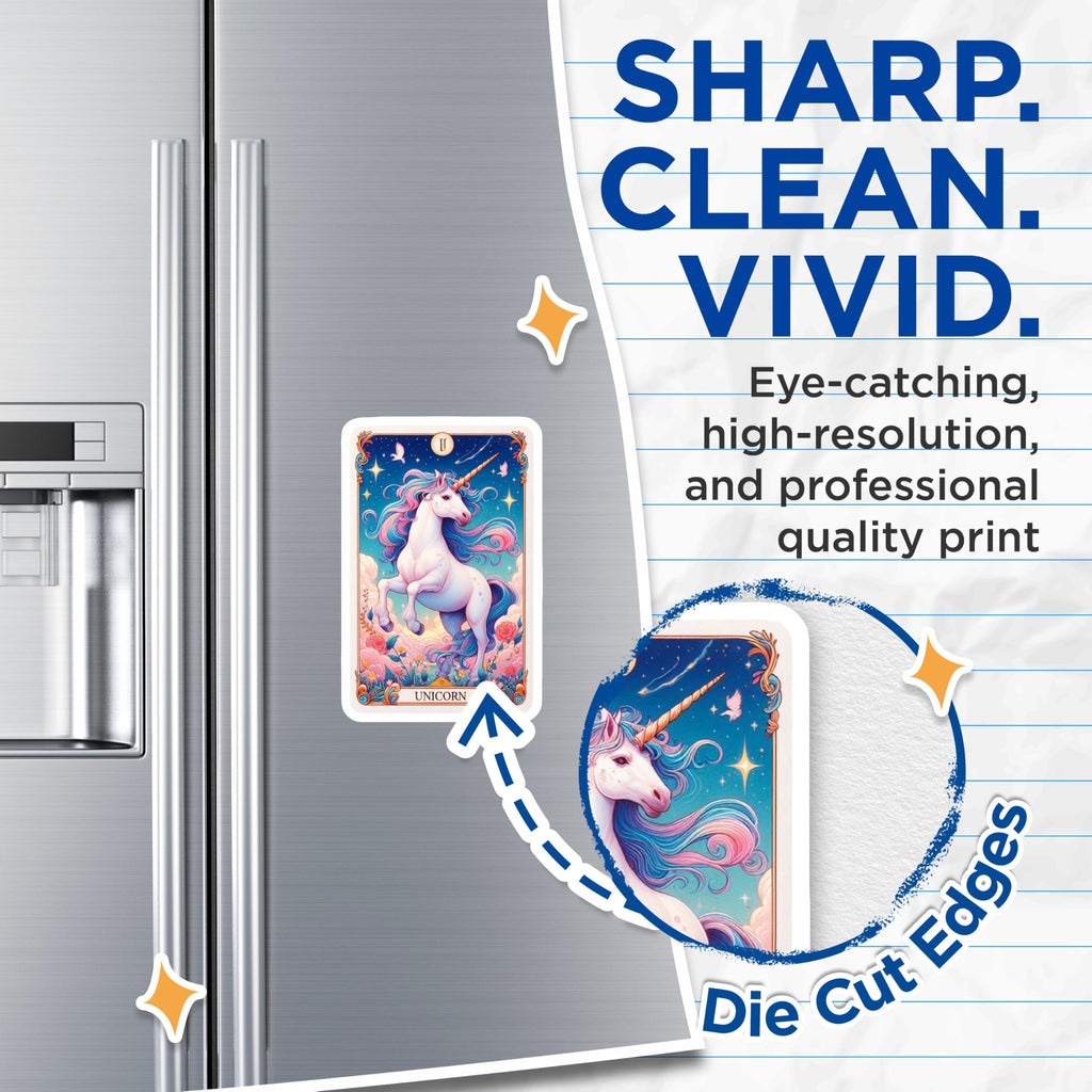 (2 Pack) Unicorn Magnets - Fantasy Creature Art - Magical Tarot Decor - 5 Inches On Longest Side - Thick Durable Magnet - Made in USA - MAG22314