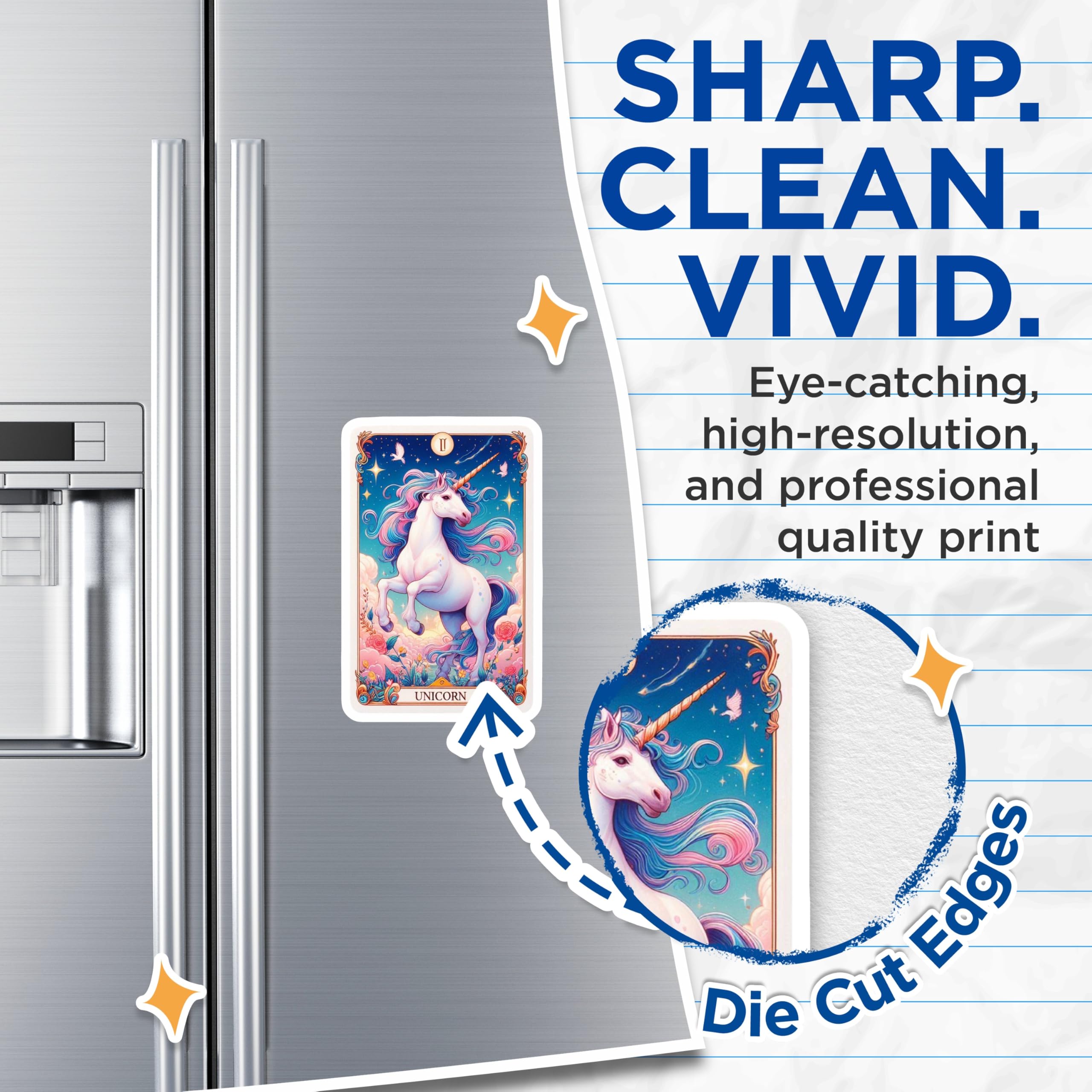 (2 Pack) Unicorn Magnets - Fantasy Creature Art - Magical Tarot Decor - 5 Inches On Longest Side - Thick Durable Magnet - Made in USA - MAG22314