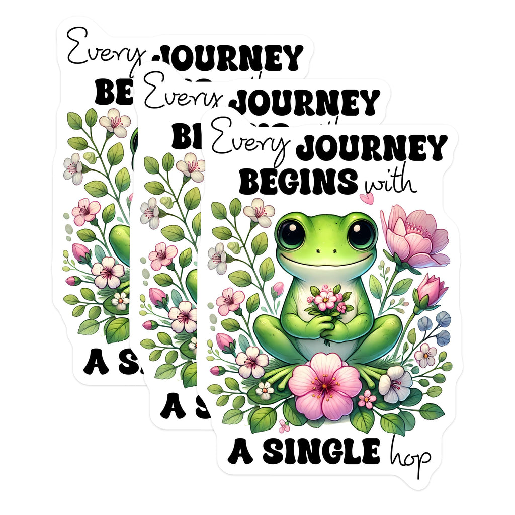 (3 Pack) Frog Decals - Floral Frog Sticker - Motivational Decal - 3 Inches On Longest Side - Easy Peel & Apply - Made in USA - 3MCS2500