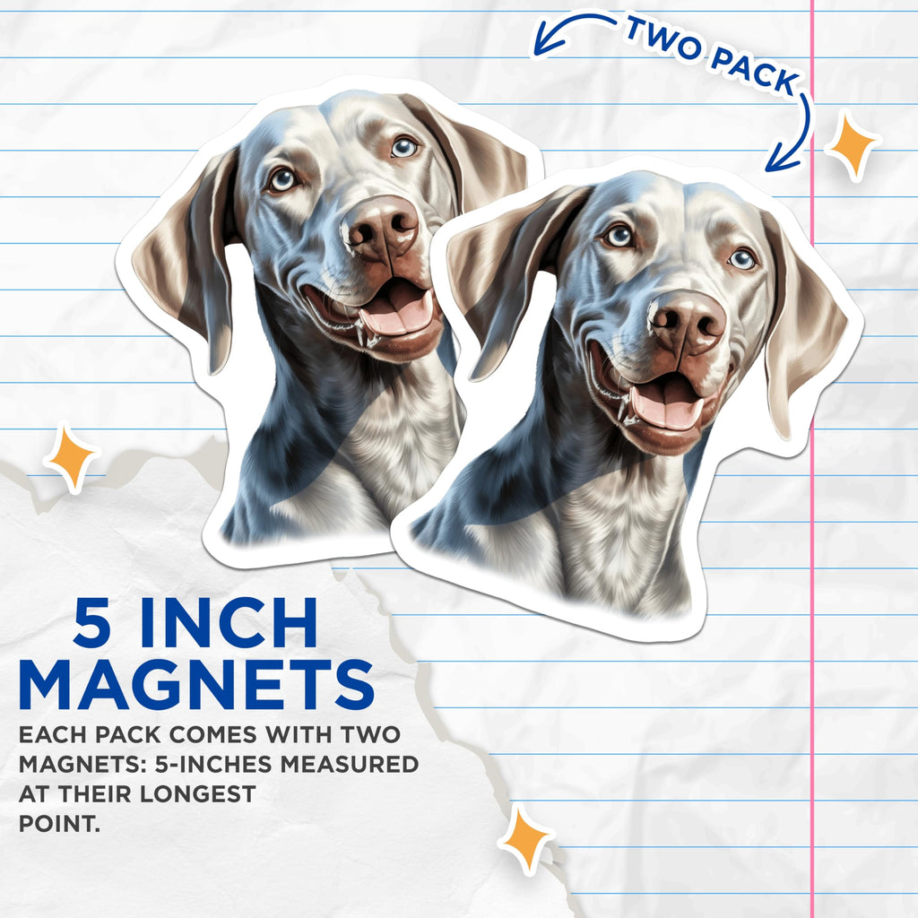 (2 Pack) Weimaraner Magnets - Weimaraner Dog Decor - Pet Lover Accessory - Dog Mom Item - 5 Inches On Longest Side - Thick Durable Magnet - Made in USA - MAG25091