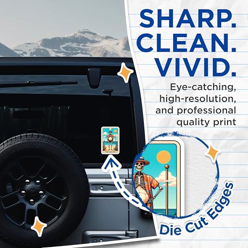 (2 Pack) Skull Dad BOD Stickers - Funny Dad Skeleton Stickers - Fathers Day Beach Stickers - 5" On Longest Side - Sticks to Smooth Flat Surfaces - Made in USA - BMCS5378