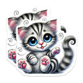 (2 Pack) Cute Kitten Magnets - Adorable Cat Art - Fridge Decorations - 5" On Longest Side - Premium Magnet - for Cars, Refrigerators, Toolboxes, Lockers - Made in USA - MAG16178
