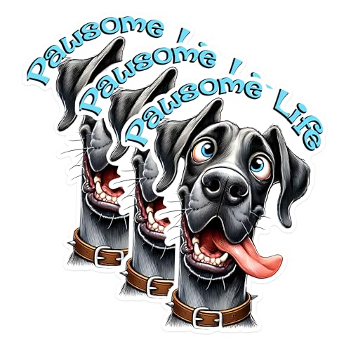 (3 Pack) Pawsome Life Dog Decals - Funny Dog Laptop Decal - Playful Pup Decal - 3 Inches On Longest Side - Easy Peel & Apply - Made in USA - 3MCS1605