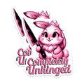 (2 Pack) Completely Unhinged Stickers - Funny Bunny Stickers - Cute Animal Decals - 5" On Longest Side - Sticks to Smooth Flat Surfaces - Made in USA - BMCS4574