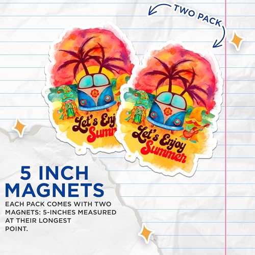 (2 Pack) Beach Vibes Magnet - Summer Decor - 5" On Longest Side - Sticks to Smooth Flat Surfaces - Made in USA - MAG9453
