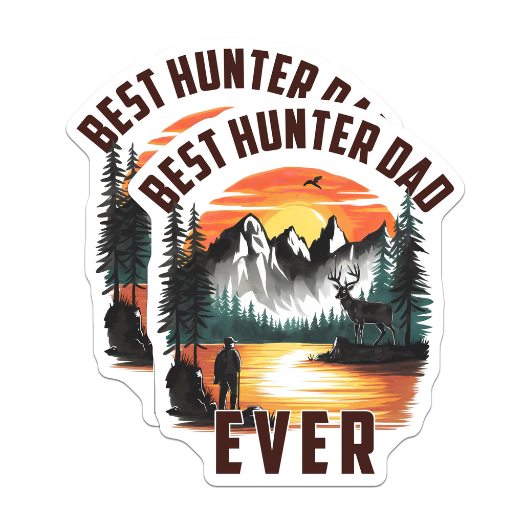(2 Pack) Hunter Dad Magnets - Outdoorsman Father - Deer Hunting Fridge Decor - 5" On Longest Side - Premium Magnet - for Cars, Refrigerators, Toolboxes, Lockers - Made in USA - MAG14481