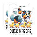 (2 Pack) Duck Herder Stickers - Cute Animal Stickers - Funny Dog Stickers - Cartoon Duck Stickers - Kids Stickers - 5" On Longest Side - Sticks to Smooth Flat Surfaces - Made in USA - BMCS3620