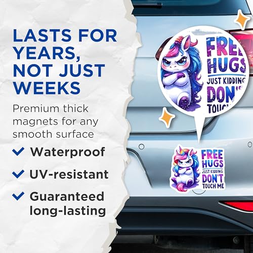 (2 Pack) Funny Unicorn Magnets - 5" On Longest Side - for Cars, Fridges, Toolboxes - Made in USA - MAG7969
