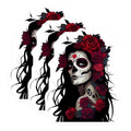 (3 Pack) Sugar Skull Decals - Day of Dead - Rose Floral Decals - 3 Inches On Longest Side - Easy Peel & Apply - Made in USA - 3MCS7967