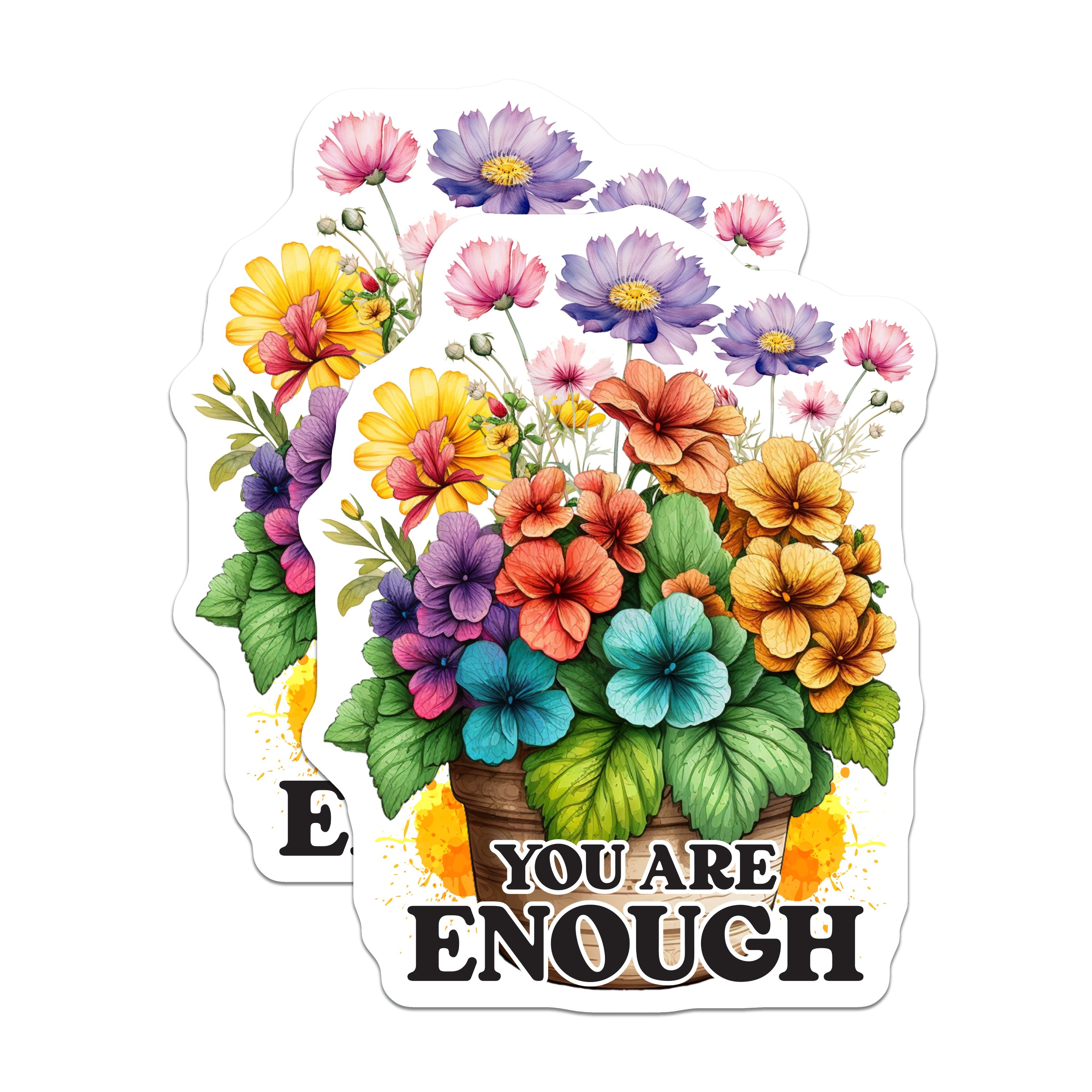 (2 Pack) You are Enough Magnets - Floral Affirmation - Positive Quote Refrigerator Decor - 5 Inches On Longest Side - Thick Durable Magnet - Made in USA - MAG39737