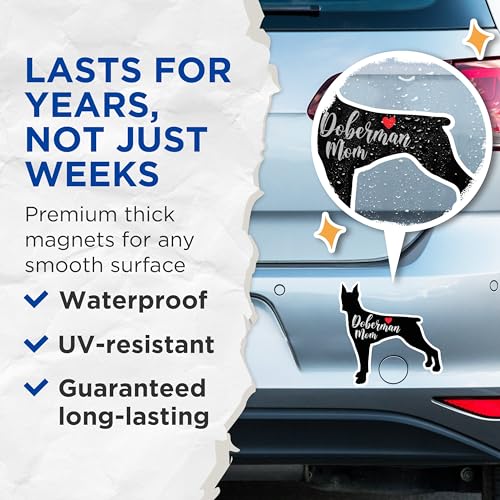 (2 Packs) Doberman Mom Magnets - Doberman Dog Breed Magnets - 5 Inches On Longest Side - Premium Magnet - for Fridges, Toolboxes, Cars - Made in USA - MAG2465