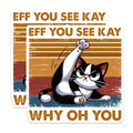 (2 Pack) Funny Cat Stickers - Eff You See Kay - Retro Aesthetic - Sassy Cat Humor - Cute Animal - 5" On Longest Side - Sticks to Smooth Flat Surfaces - Made in USA - BMCS5653