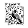 (2 Pack) Raven Magnets - Gothic Home Decor - F CAW F Bird Artwork - 5" On Longest Side - Premium Magnet - for Cars, Refrigerators, Toolboxes, Lockers - Made in USA - MAG14884