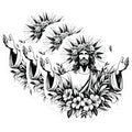 (3 Pack) Jesus Christ Decals - Floral Crown Sticker - Laptop Decal - Christian Decal - 3 Inches On Longest Side - Easy Peel & Apply - Made in USA - 3MCS6077