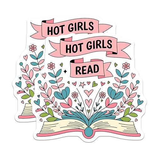 (2 Pack) Hot Girls Read Magnets - Inspirational Book Lover - Flower Design - 5" On Longest Side - for Cars, Fridges, Toolboxes - Made in USA - MAG4087