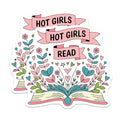 (2 Pack) Hot Girls Read Magnets - Inspirational Book Lover - Flower Design - 5" On Longest Side - for Cars, Fridges, Toolboxes - Made in USA - MAG4087
