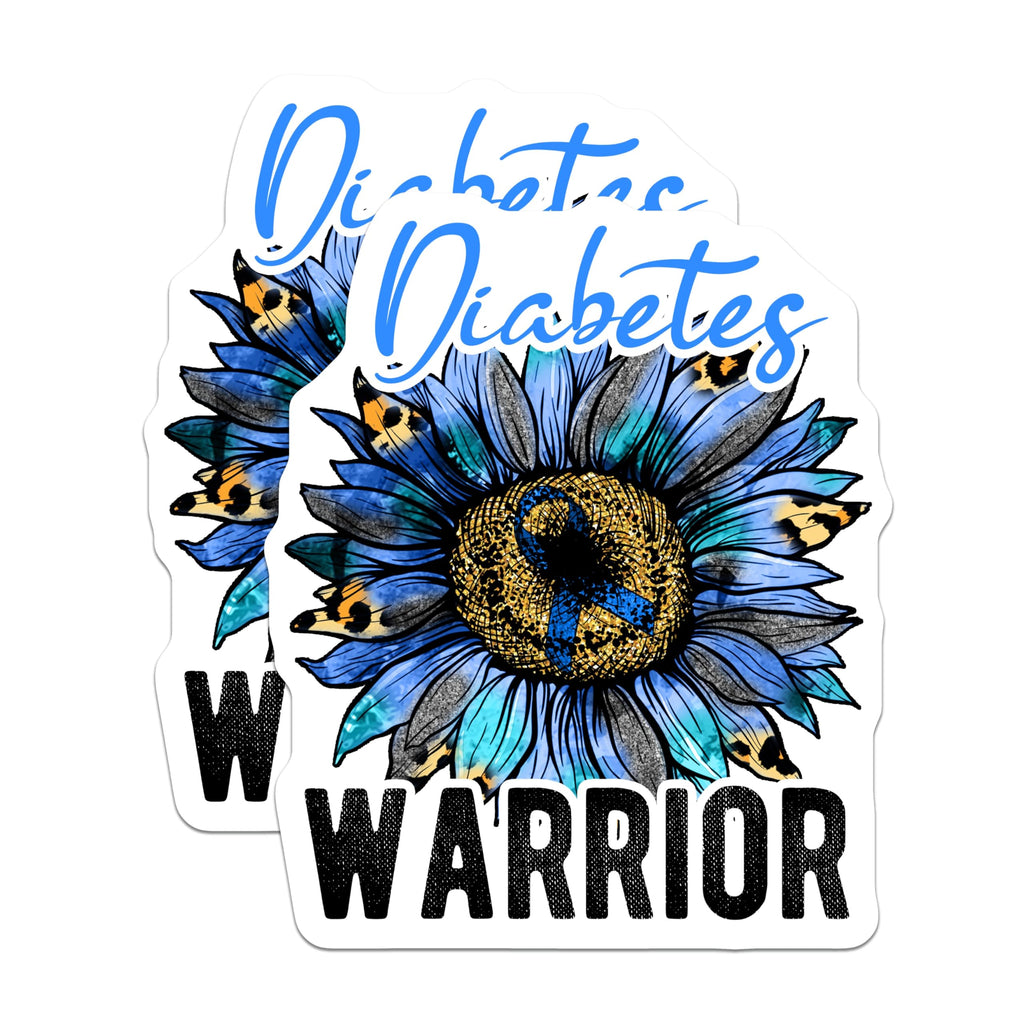 (2 Pack) Diabetes Warrior Magnets - Awareness Flower - Ribbon Support - 5" On Longest Side - Premium Magnet - for Cars, Refrigerators, Toolboxes, Lockers - Made in USA - MAG16686