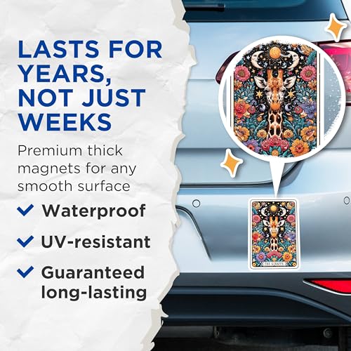 (2 Pack) Giraffe Art Magnets - Animal Illustration - Nature-Themed Home Magnets - 5" On Longest Side - for Cars, Fridges, Toolboxes - Made in USA - MAG4461