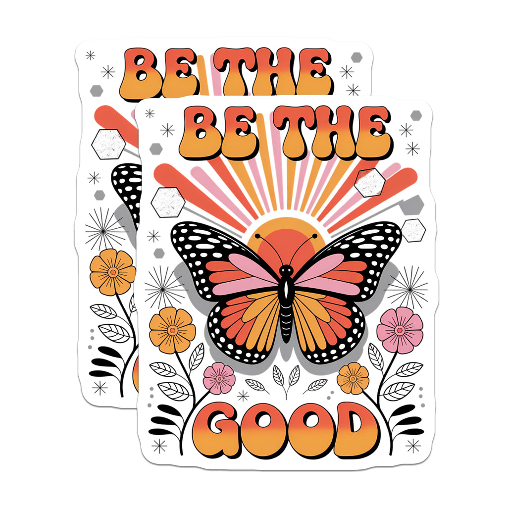 (2 Pack) Butterfly Magnets - Retro Inspirational Quote Art - Groovy Floral Aesthetic Vibes for Fridge - 5 Inches On Longest Side - Thick Durable Magnet - Made in USA - MAG20968