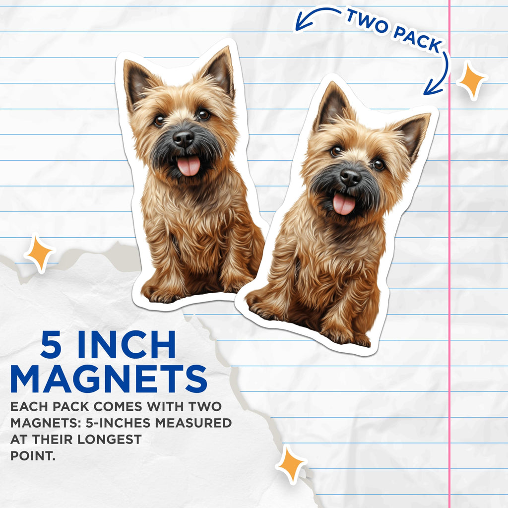 (2 Pack) Cairn Terrier Dog Magnets - Pet Lover Home Decor - Adorable Puppy Fridge Magnet - 5 Inches On Longest Side - Thick Durable Magnet - Made in USA - MAG26841