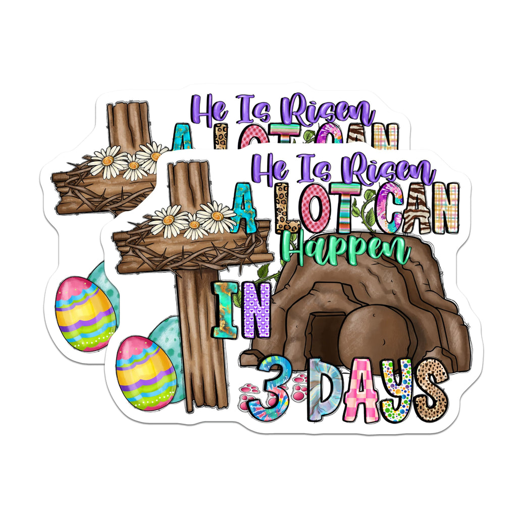 (2 Pack) He is Risen Magnets - Christian Easter Decor - Resurrection Day Celebration - Faith Kitchen Accessory - 5 Inches On Longest Side - Thick Durable Magnet - Made in USA - MAG29642