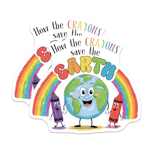 (2 Pack) How The Crayons Save The Earth Stickers - Save The Earth Decals - 5" On Longest Side - Sticks to Smooth Flat Surfaces - Made in USA - BMCS7699