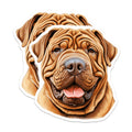 (2 Pack) Shar Pei Dog Magnets - Happy Wrinkled Canine Art - Pet Lover Fridge Locker Decor - 5 Inches On Longest Side - Thick Durable Magnet - Made in USA - MAG27344